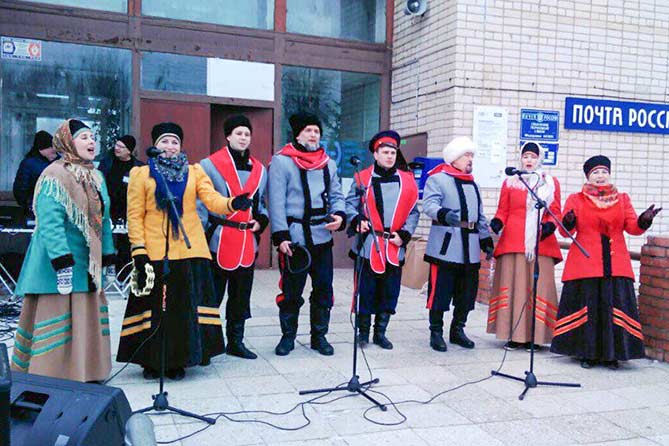 казачий хор выступает в селе Федоровка 18-02-2018