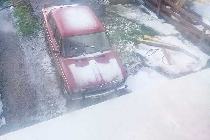 снег на автомобиле 1 июня